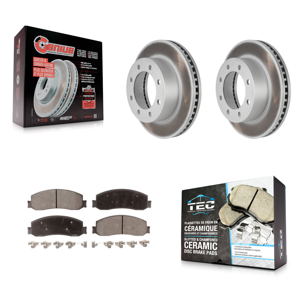 Front Coat Disc Brake Rotors Ceramic Pad Kit For Ford F-250 Super Duty F-350 4WD