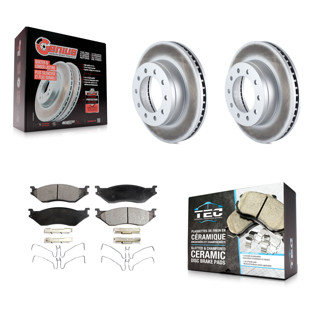 Front Coated Brake Rotor & Ceramic Pad Kit For Ford F-450 Super Duty F-550 CF500
