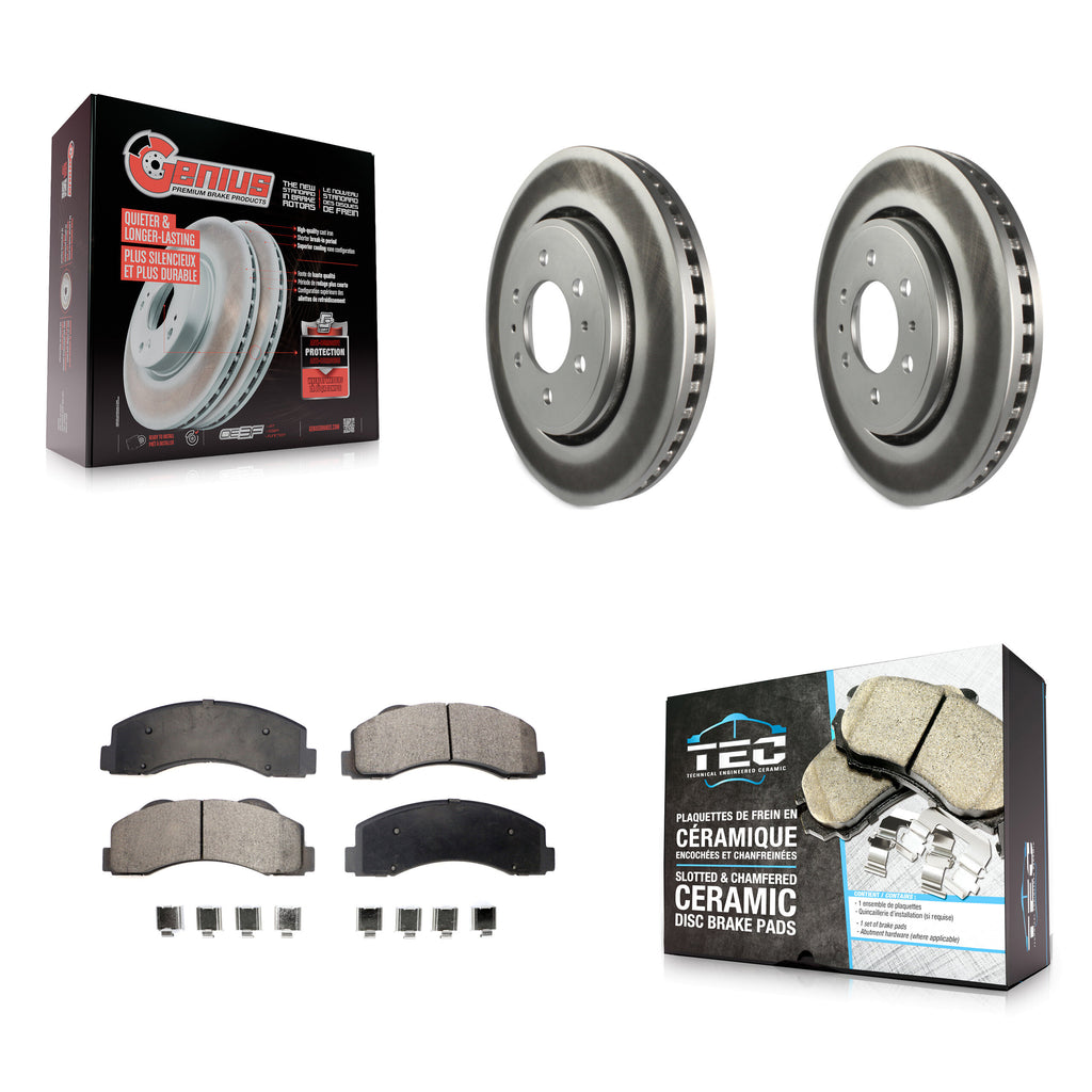 Front Coated Disc Brake Rotors Ceramic Pad Kit For Ford F-150 Expedition Lincoln