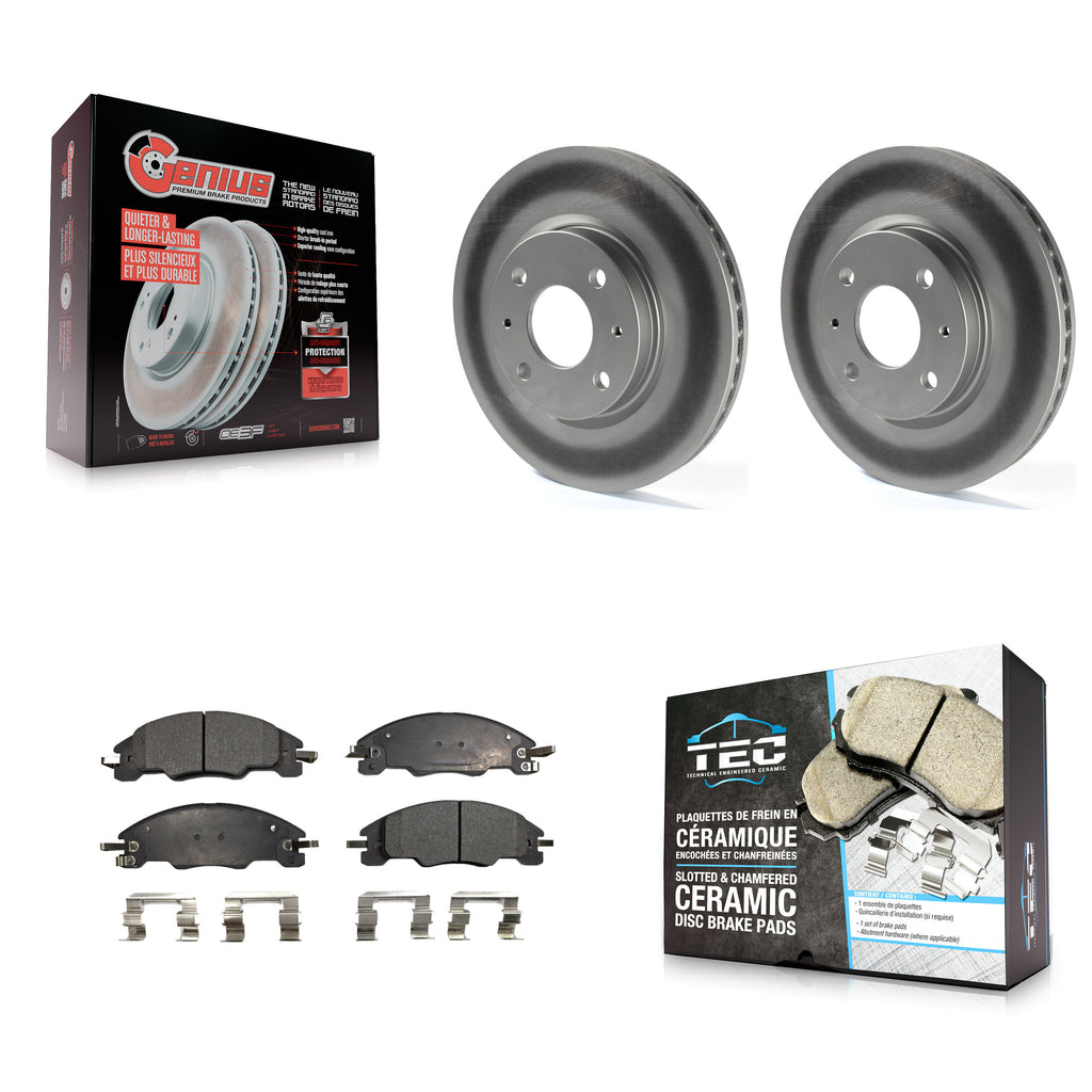 [Front] 2008-2011 Ford Focus Premium Coated Rotors & Ceramic Pads Brake Kit For Max Braking