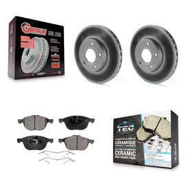 Front Coated Disc Brake Rotors And Ceramic Pads Kit For Ford Focus C-Max