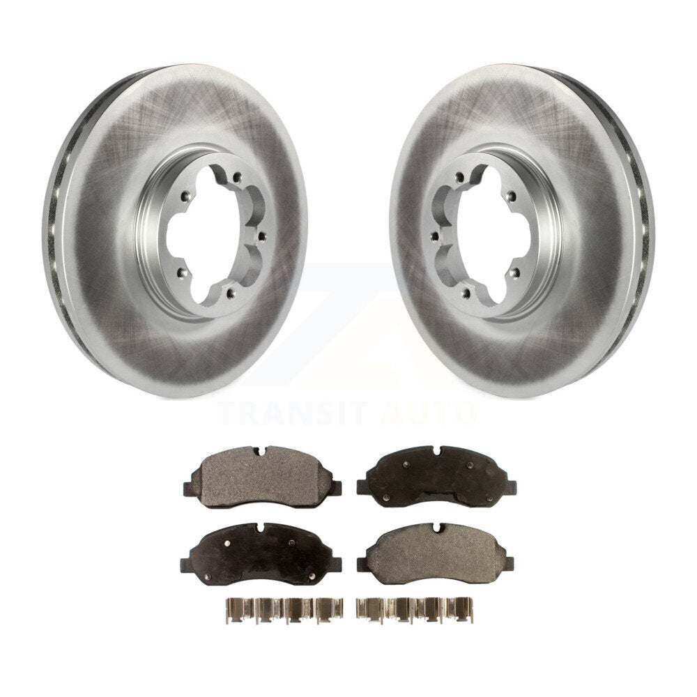 Front Coated Disc Brake Rotor & Ceramic Pad Kit For Ford Transit-250 Transit-350