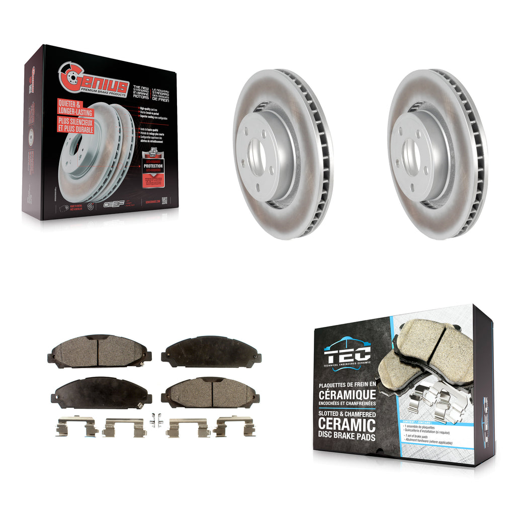 Front Coated Disc Brake Rotors And Ceramic Pads Kit For Ford Mustang