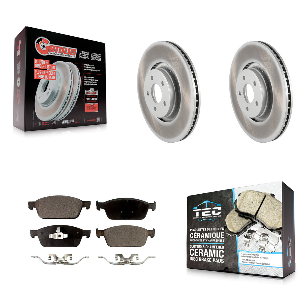 Front Coated Disc Brake Rotors And Ceramic Pads Kit For Ford Focus Lincoln MKC