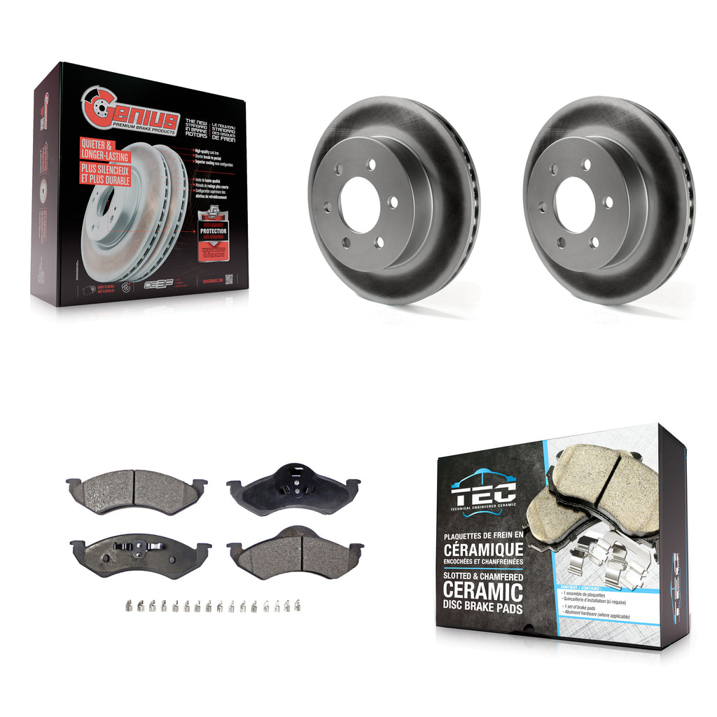 [Front] 2000-2002 Dodge Dakota Durango Premium Coated Rotors & Ceramic Pads Brake Kit For Max Braking