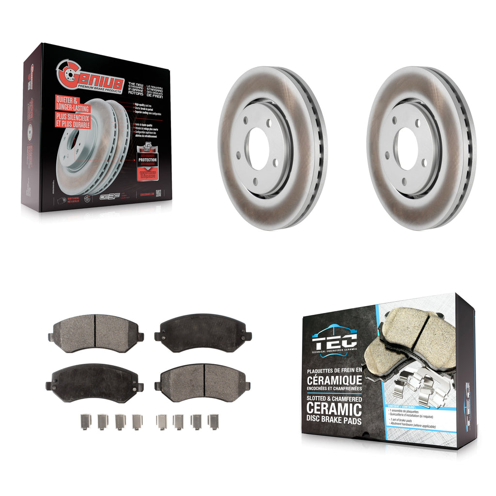 Front Coated Brake Rotor Ceramic Pad Kit For Dodge Chrysler Town & Country Grand