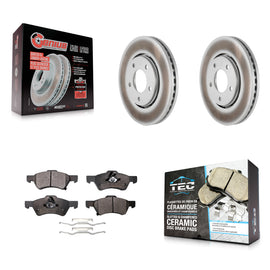 Front Coated Disc Brake Rotor Ceramic Pad Kit For Dodge Caravan Chrysler Voyager