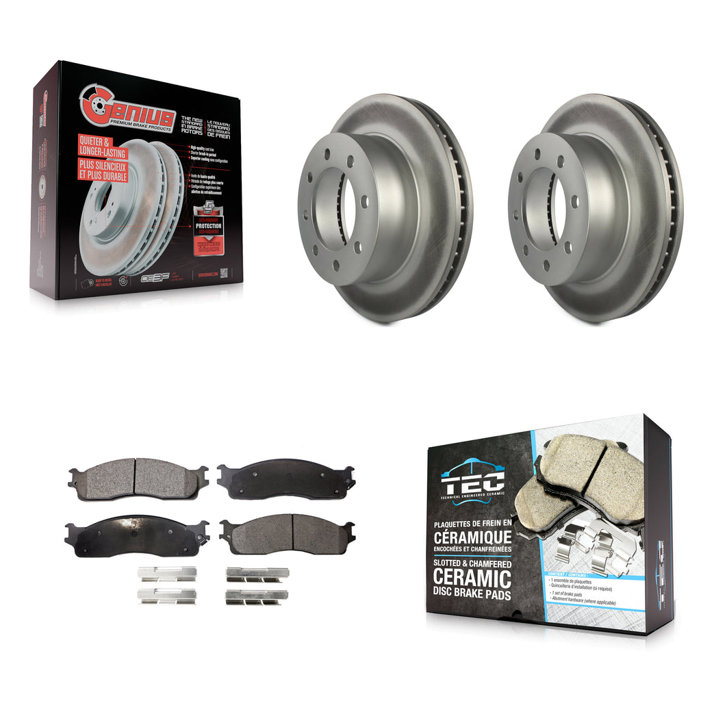 Front Coated Disc Brake Rotors And Ceramic Pads Kit For Dodge Ram 2500 1500 3500