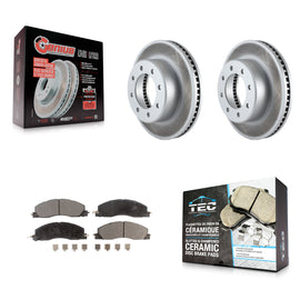 Front Coated Disc Brake Rotors And Ceramic Pads Kit For Ram 2500 3500 1500 Dodge