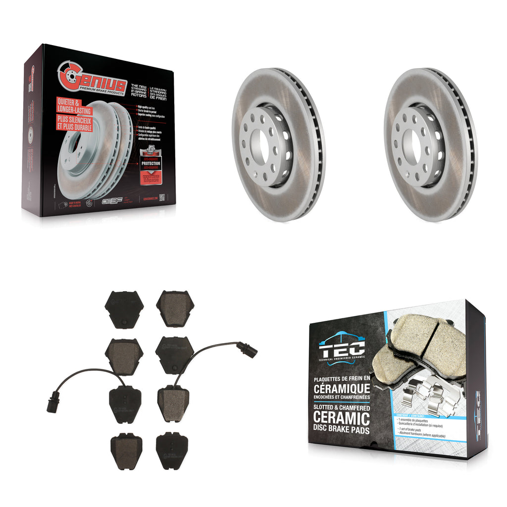 Front Coated Brake Rotor & Ceramic Pad Kit For Volkswagen Passat Audi A4 Quattro