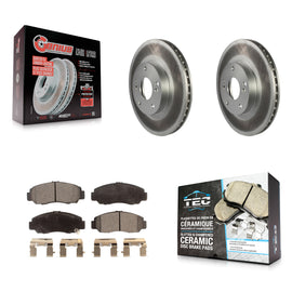 Front Coated Disc Brake Rotor & Ceramic Pad Kit For Honda Accord Civic Acura CSX
