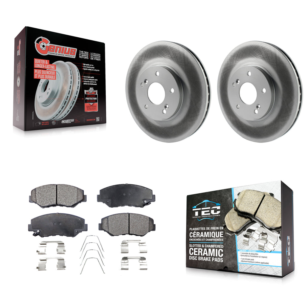 Front Coated Disc Brake Rotors And Ceramic Pads Kit For Honda Pilot Accord