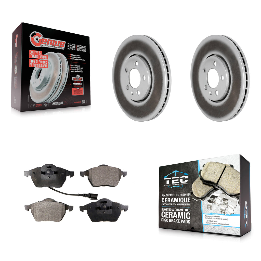 Front Coated Disc Brake Rotor & Ceramic Pad Kit For Volkswagen Jetta Beetle Golf