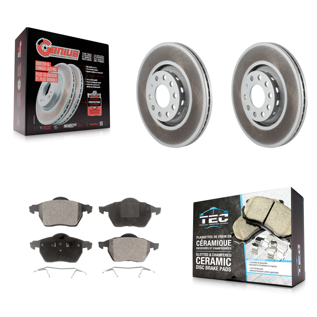 Front Coated Disc Brake Rotors And Ceramic Pads Kit For Audi A4 Quattro A6 S4 S6