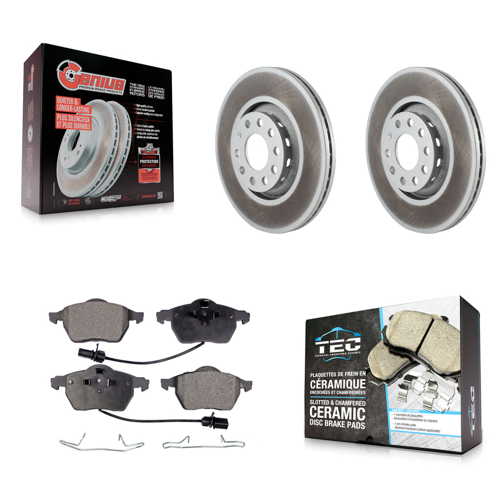 Front Coated Disc Brake Rotors And Ceramic Pads Kit For Audi A4 Quattro A6 S4 S6