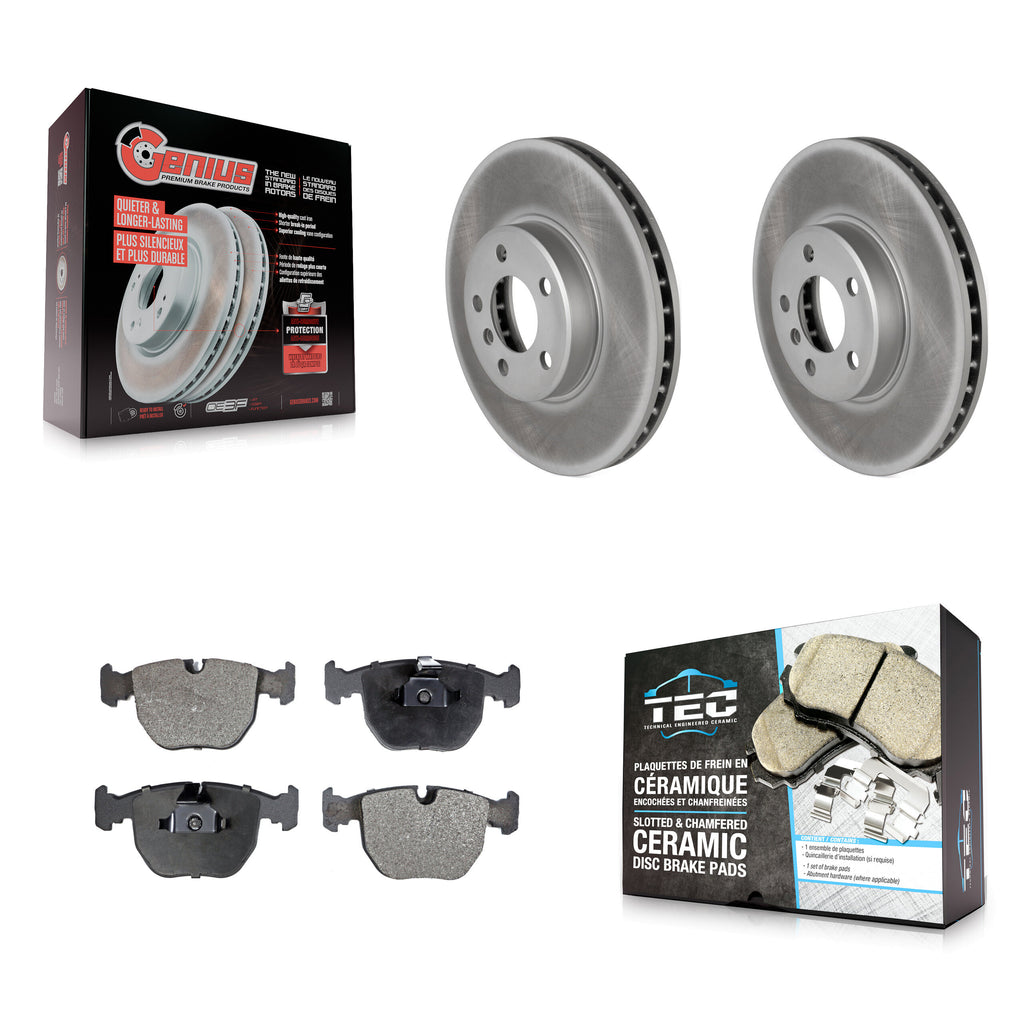 Front Coated Disc Brake Rotors And Ceramic Pads Kit For BMW X5