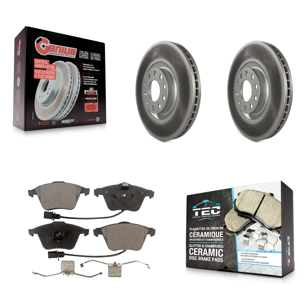 Kit de rotors de frein à disque et de plaquettes en céramique avec revêtement avant pour Audi A4 Quattro 