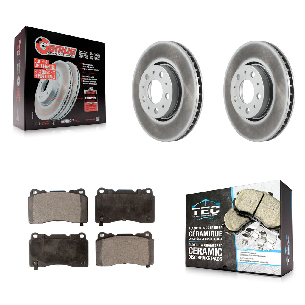 [Front] 2005-2007 Volvo V70 R Premium Coated Rotors & Ceramic Pads Brake Kit For Max Braking