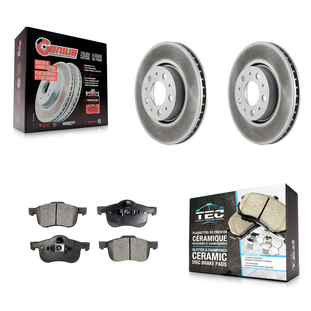 Front Coated Disc Brake Rotors And Ceramic Pads Kit For Volvo S60 V70 XC70 S80