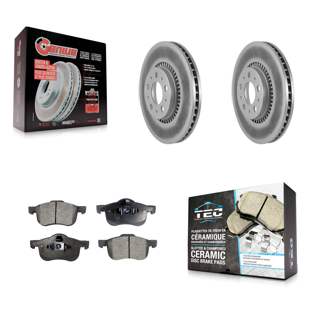 Front Coated Disc Brake Rotors And Ceramic Pads Kit For Volvo S60 V70 XC70 S80