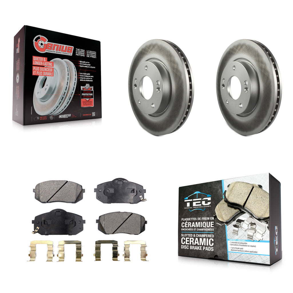 [Front] 2010-2012 Kia Rondo Premium Coated Rotors & Ceramic Pads Brake Kit For Max Braking