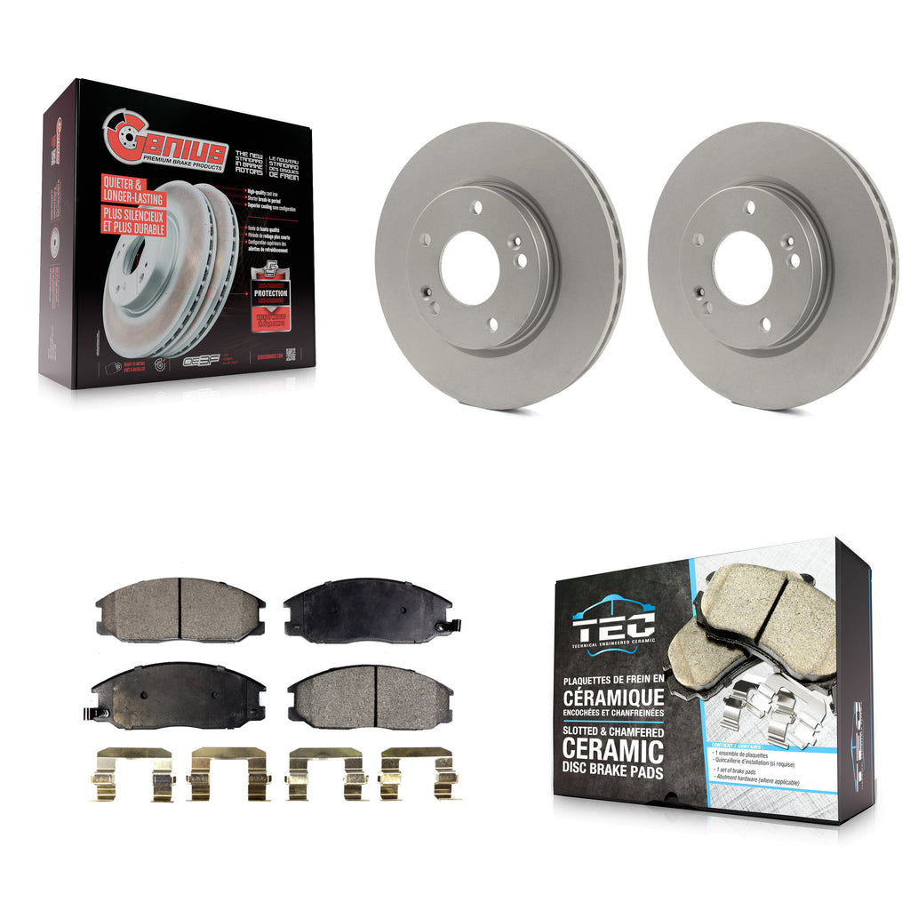 Front Coated Disc Brake Rotors And Ceramic Pads Kit For Hyundai Santa Fe