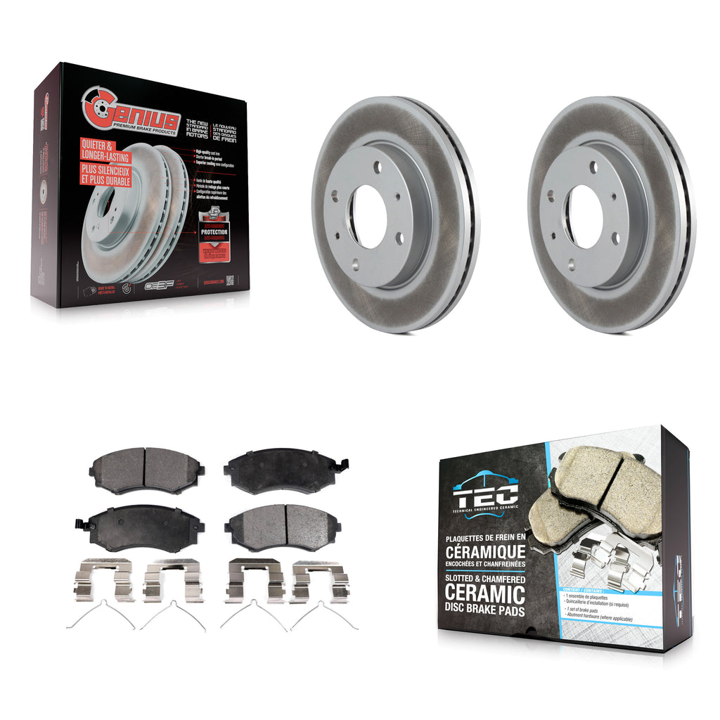Front Coated Brake Rotor & Ceramic Pad Kit For Hyundai Elantra Sonata Kia Optima