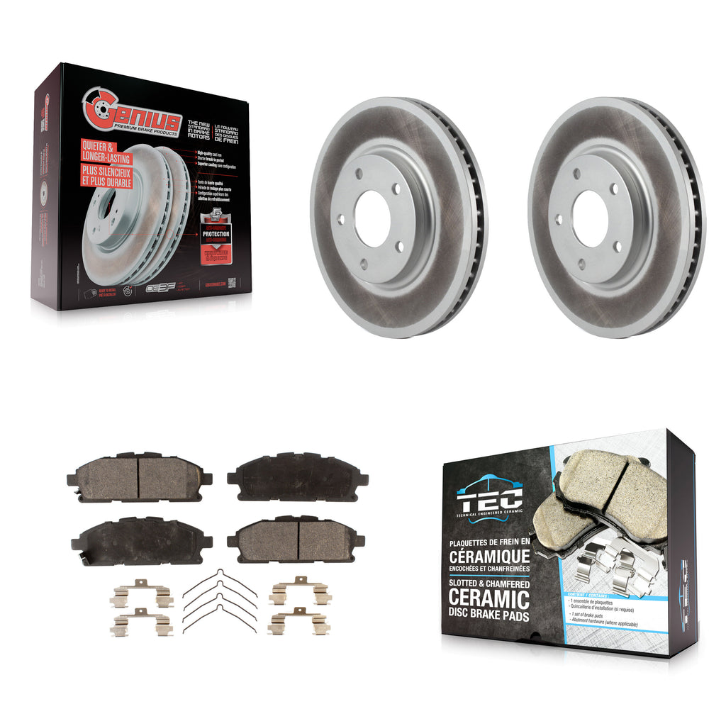 [Front] 2011-2017 Nissan Quest Premium Coated Rotors & Ceramic Pads Brake Kit For Max Braking