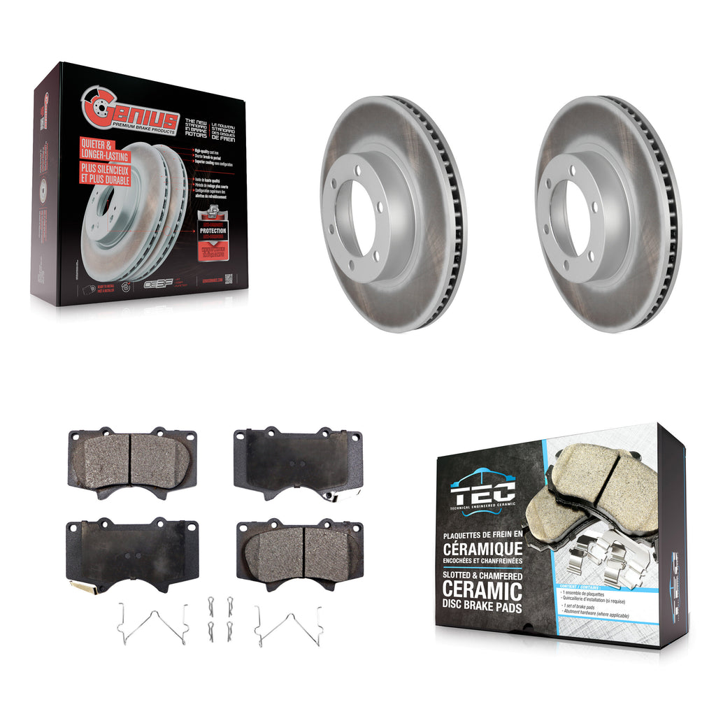 Front Coated Disc Brake Rotor And Ceramic Pad Kit For Toyota 4Runner Lexus GX470