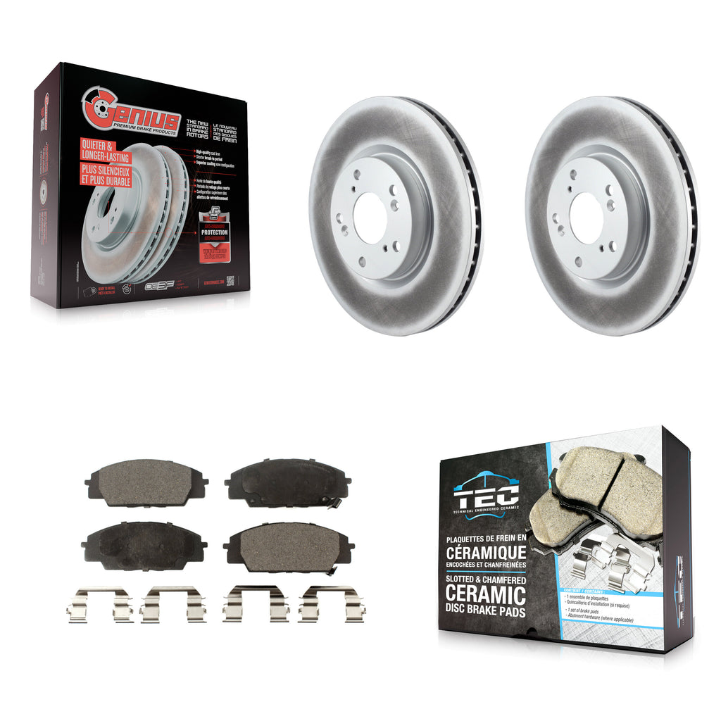 Front Coated Disc Brake Rotors And Ceramic Pad Kit For Honda Civic Acura RSX CSX