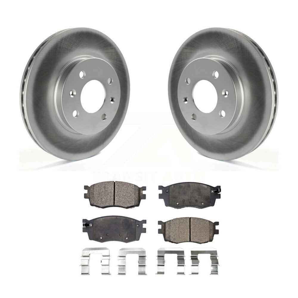 Front Coated Disc Brake Rotors & Ceramic Pad Kit For Hyundai Accent Kia Rio Rio5