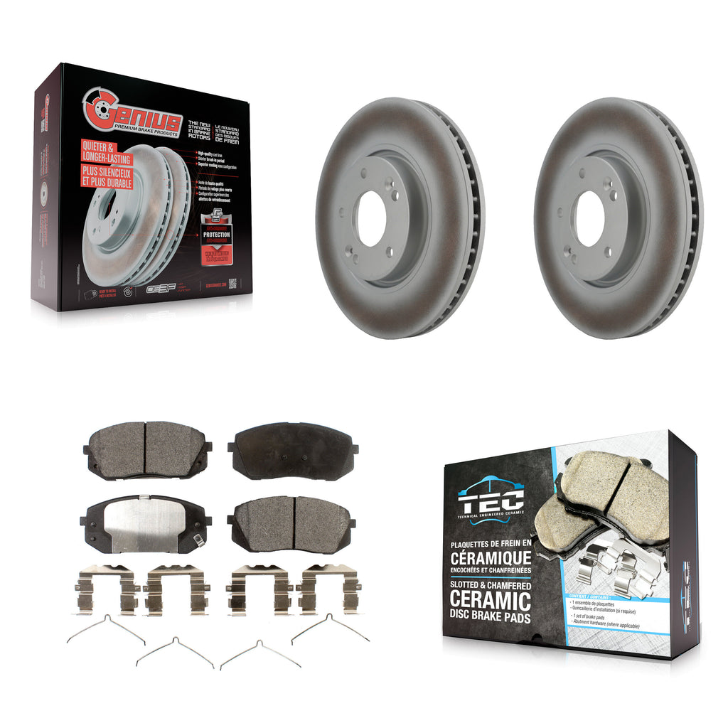 Front Coated Disc Brake Rotors And Ceramic Pads Kit For Hyundai Sonata