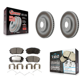 Front Coated Disc Brake Rotors And Ceramic Pads Kit For Hyundai Sonata