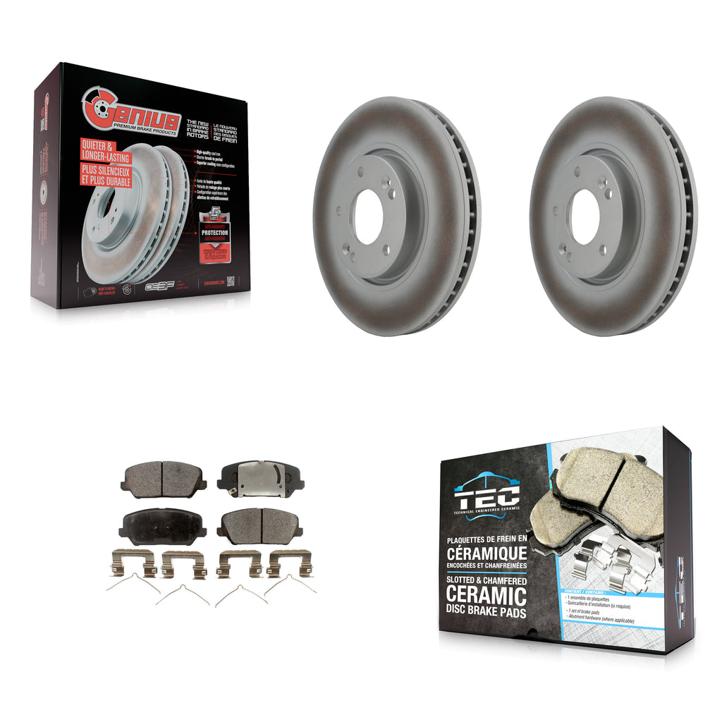 Front Coated Brake Rotor & Ceramic Pad Kit For Kia Forte Hyundai Veloster Forte5