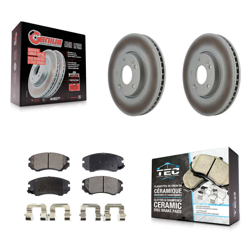 [Front] 2006-2010 Hyundai Sonata 3.3L Premium Coated Rotors & Ceramic Pads Brake Kit For Max Braking