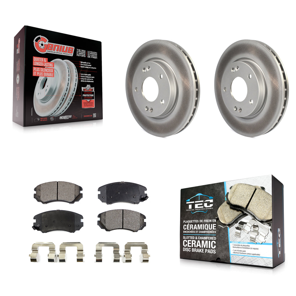 Front Coated Disc Brake Rotors And Ceramic Pads Kit For Hyundai Elantra