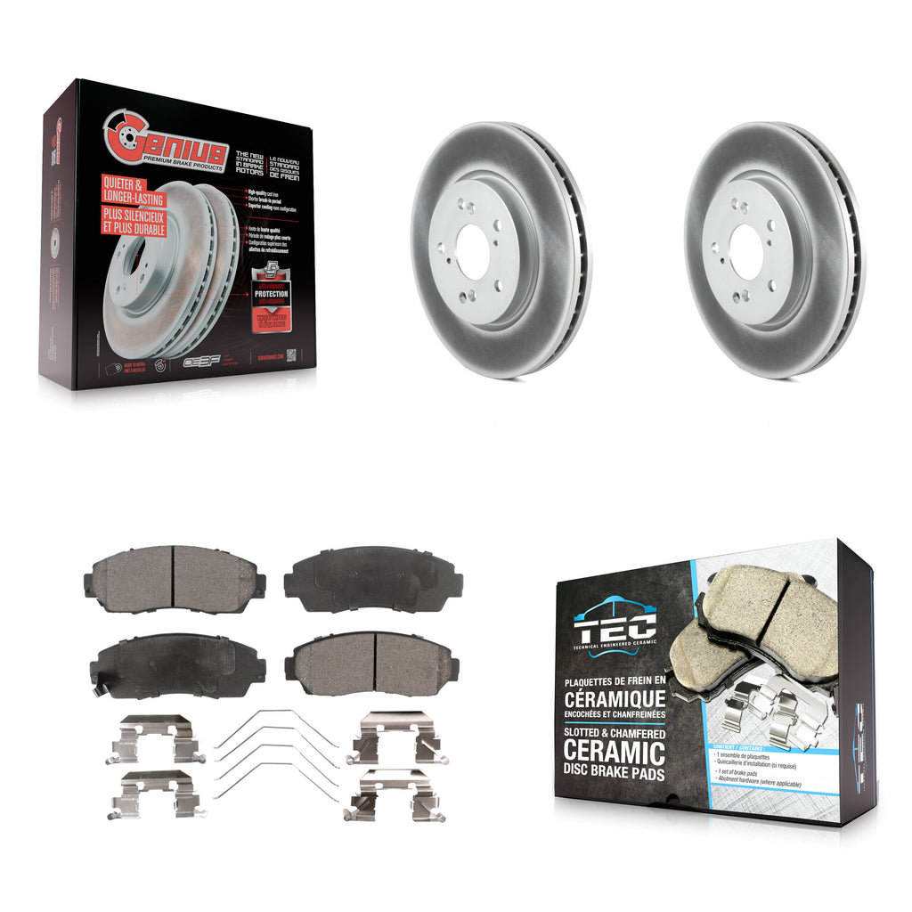 Front Coated Disc Brake Rotors & Ceramic Pad Kit For Honda CR-V Crosstour Accord