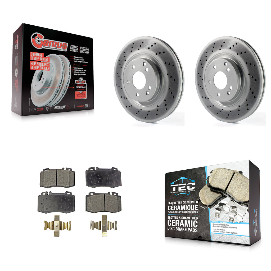 Front Coated Disc Brake Rotor Ceramic Pad Kit For Mercedes-Benz C230 C320 SLK350