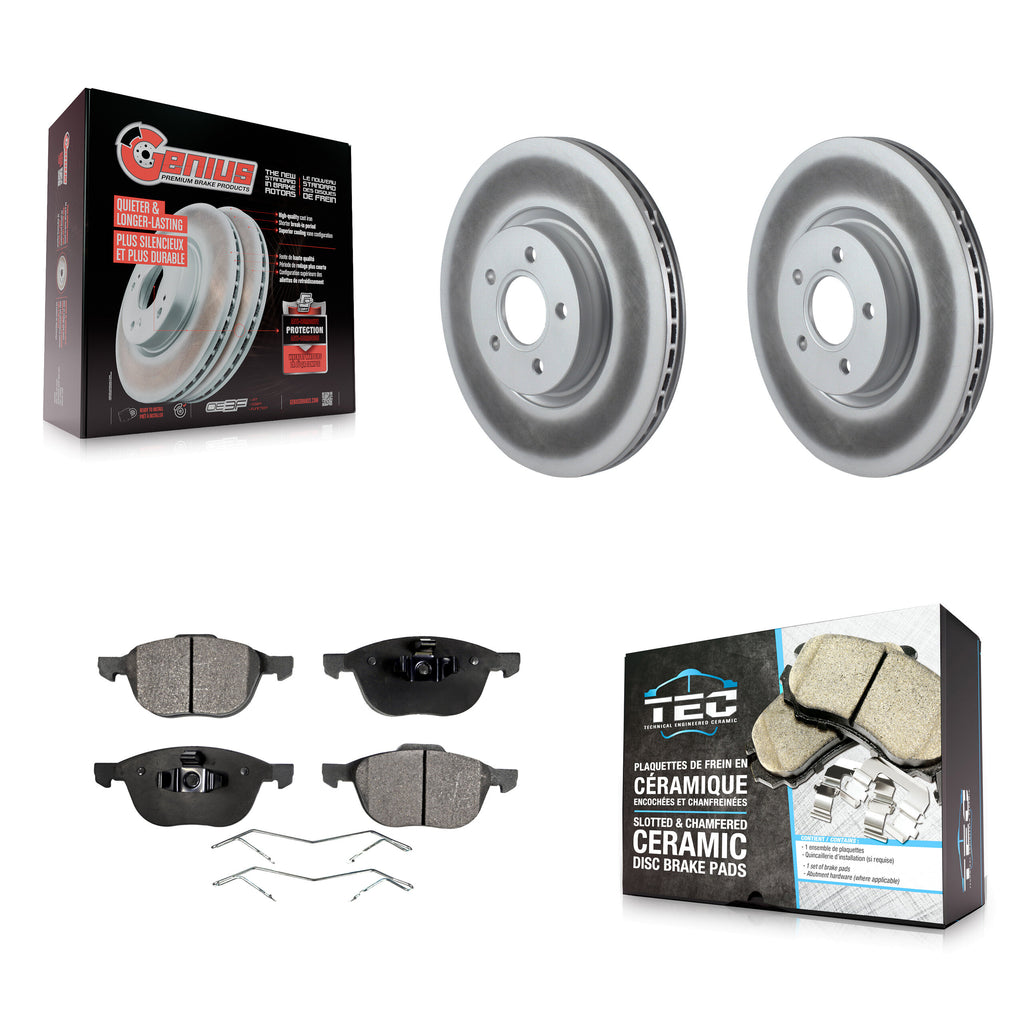 Front Coated Disc Brake Rotors And Ceramic Pads Kit For Ford Transit Connect