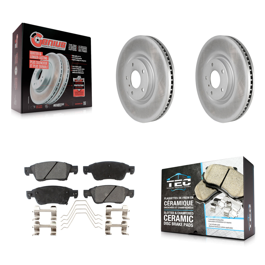 Front Coated Disc Brake Rotors And Ceramic Pads Kit For INFINITI G37 G35 Q60