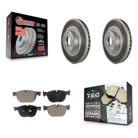 Front Coated Disc Brake Rotors And Ceramic Pads Kit For BMW X5 X6