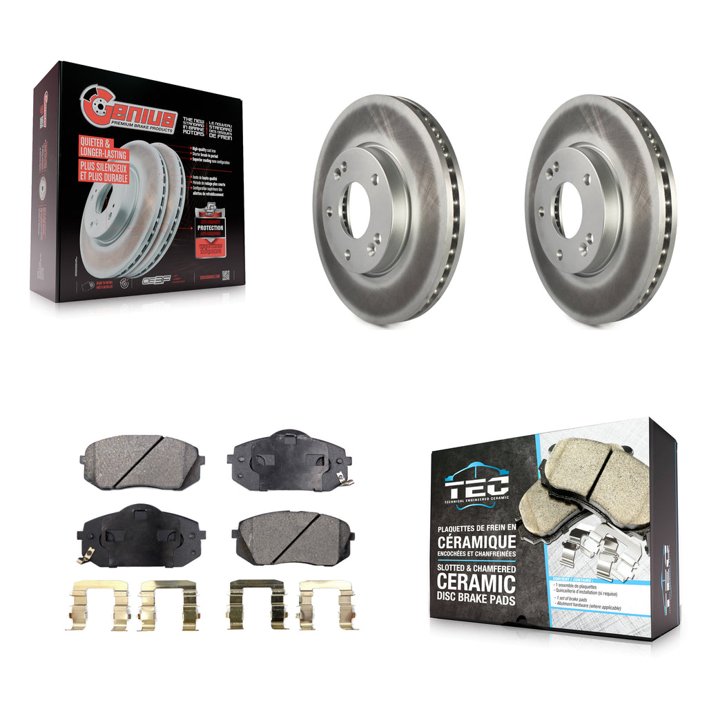 [Front] 2007-2009 Kia Rondo Premium Coated Rotors & Ceramic Pads Brake Kit For Max Braking