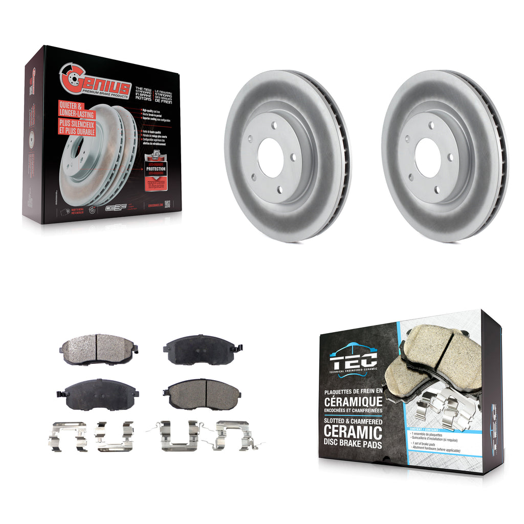 [Front] 2007-2012 Nissan Sentra SE-R Premium Coated Rotors & Ceramic Pads Brake Kit For Max Braking