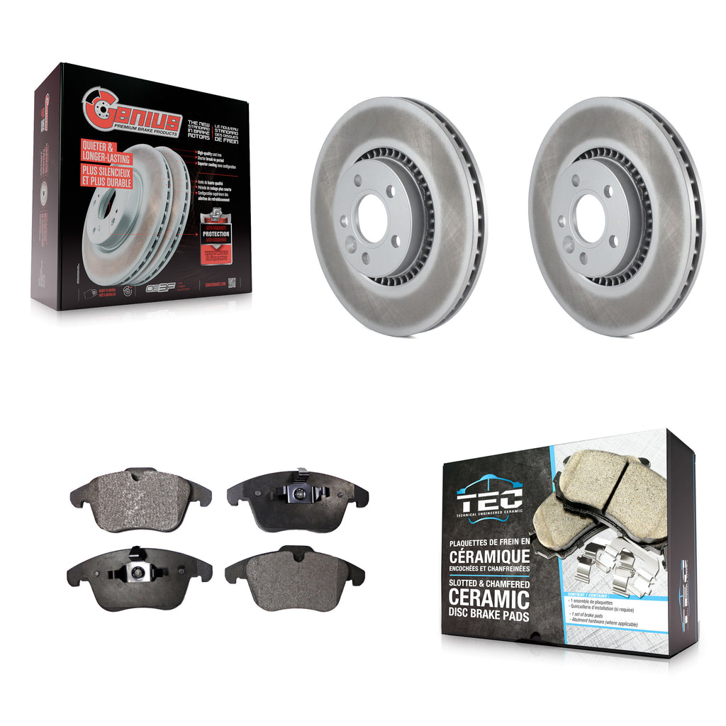 [Front] 2008-2015 Land Rover LR2 Premium Coated Rotors & Ceramic Pads Brake Kit For Max Braking