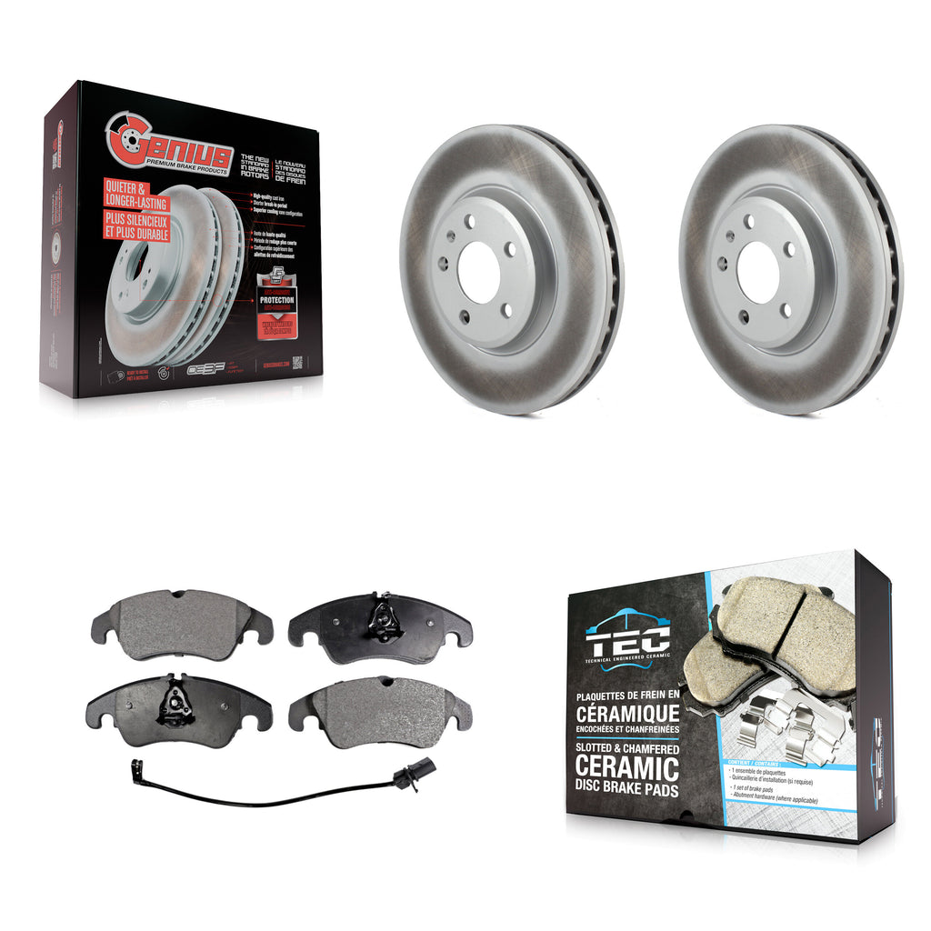 Front Coated Disc Brake Rotors Ceramic Pad Kit For Audi A4 Quattro Q5 A5 allroad