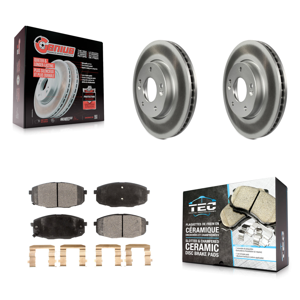 Front Coated Disc Brake Rotors And Ceramic Pads Kit For Kia Forte Koup Forte5