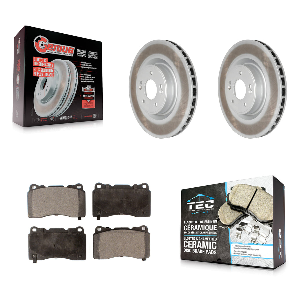 Front Coated Disc Brake Rotors And Ceramic Pads Kit For Hyundai Genesis Coupe