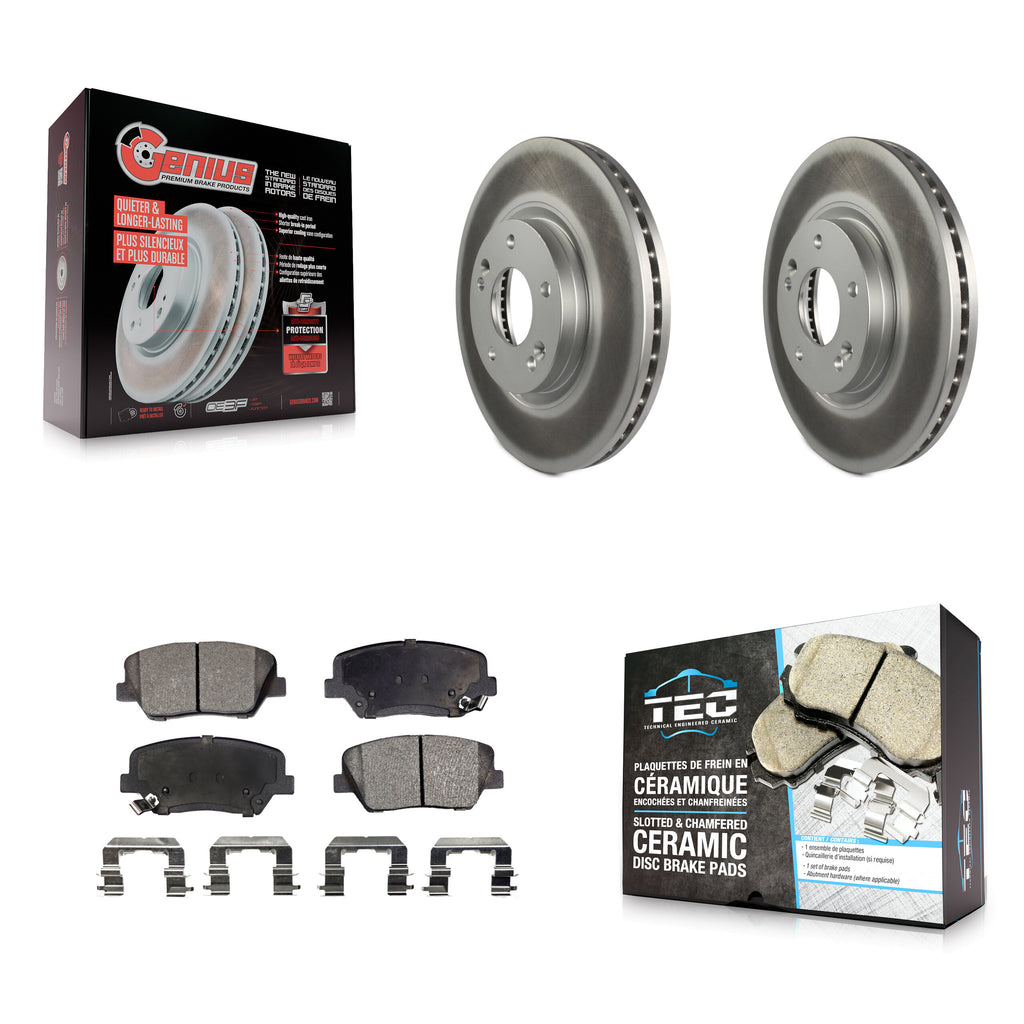 Front Coated Disc Brake Rotor & Ceramic Pad Kit For Kia Sorento Hyundai Santa Fe