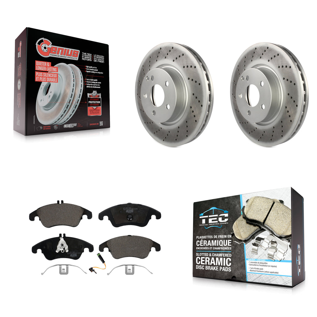 Front Coated Brake Rotor & Ceramic Pad Kit For Mercedes-Benz E350 C300 C350 E400