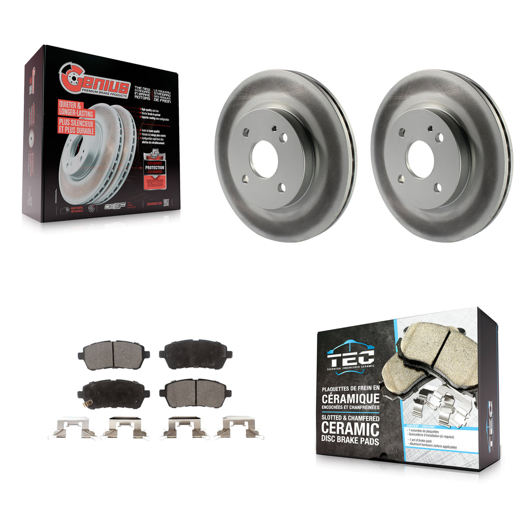 [Front] 2011-2014 Mazda 2 Premium Coated Rotors & Ceramic Pads Brake Kit For Max Braking